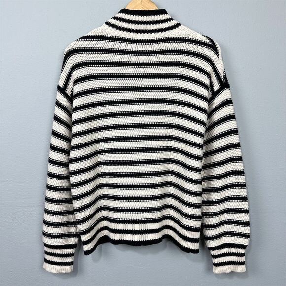 J.Crew Striped‎ Mockneck Sweater Size XL Jewel Rhinestone Twee Glam Preppy Heavy - Picture 9 of 11